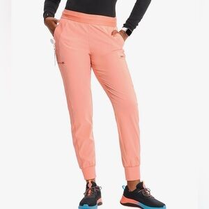 Cherokee Infinity Women’s Mid Rise Pull-on Jogger Scrub Pants Coral Petite Sz M